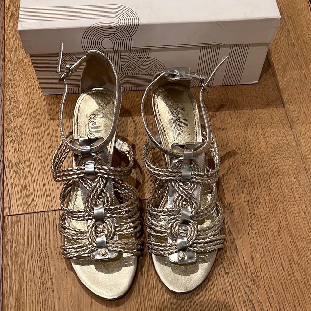 Belle Sigerson Morrison Gold Strappy Sandals kitten heel